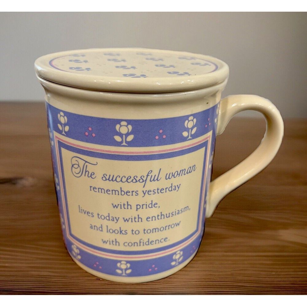 Vintage Hallmark Mug‎ Mates Ceramic Coffee Tea Mug W/Lid Successful Woman Gift